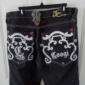 Coogi embroidered black jeans 37x31.5